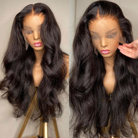 Body Wave Lace Front Wig 30 Inch Human Hair for Black Women 