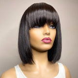 Trending Short Bob Highlight Human Hair Wig With Bangs Brazilian Ombre Colored